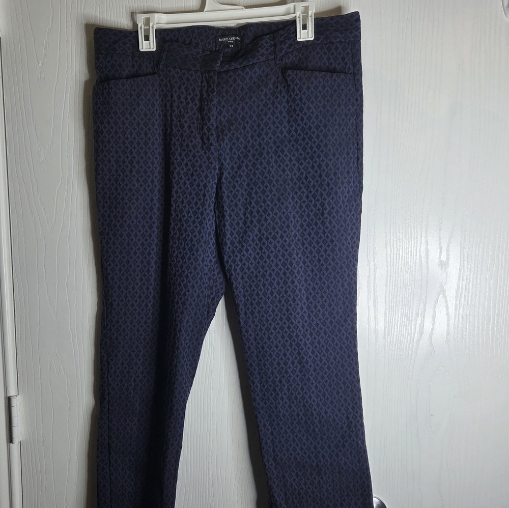 Mario Serrani Dark Navy Textured Women's Dress Pants-Size 14